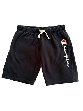 Champion Black Athletic Shorts with Script Logo